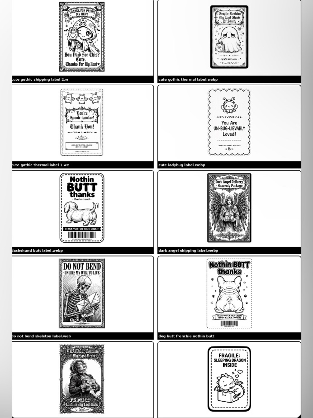 DunDat362’s Design Cute Shipping Labels - Black & White (50) 4x6 stickers - Picture 7 of 17